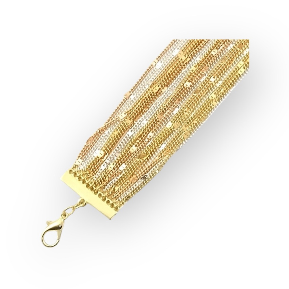 new Tri Color 18K Gold Plated GP ☀︎︎ Multi Chain Bracelet ☀︎ ︎Silver Rose Gold - Picture 4 of 15